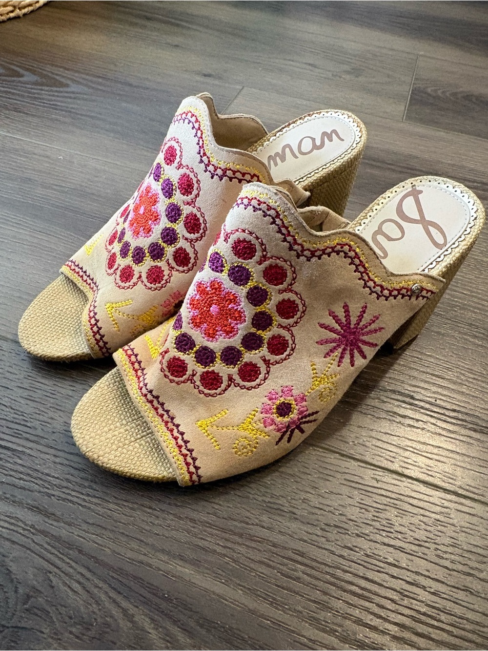 Sam Edelman embroidered peep-toe mule sandals